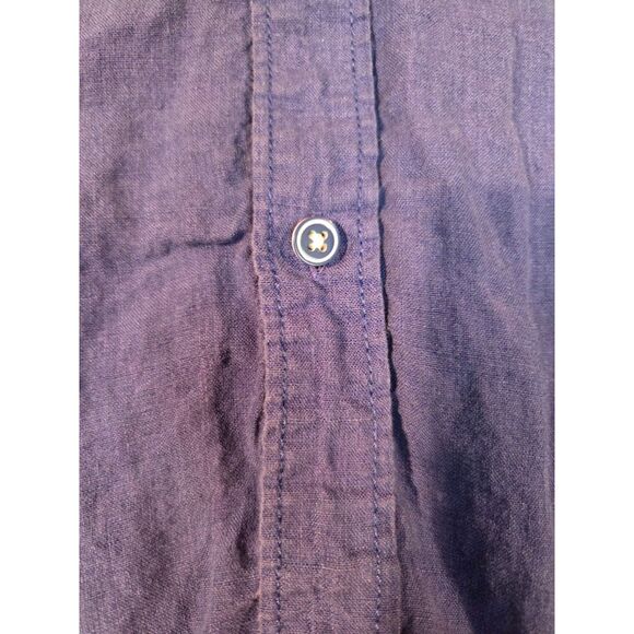 Bugatchi Uomo Blue Linen Button Down Shirt Men’s XL Shaped Fit Short Sleeve - Picture 6 of 7